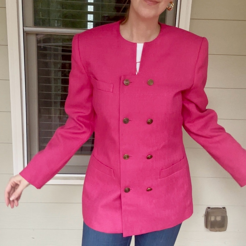 Vintage 80s Hot Pink Blazer | Kasper
A.S.L. Double Breasted Jacket, Size 8